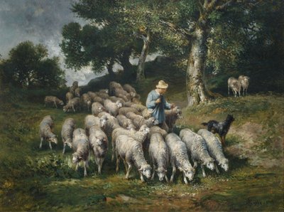 Gregge di pecore in paesaggio collinare da Louis Robbe